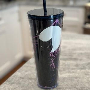 Starbucks Black Cat Moon Spider Web Glow in the Dark Halloween Tumbler